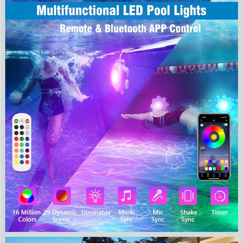 Blue LED Pool Lights with Remote - Picture 2 of 14